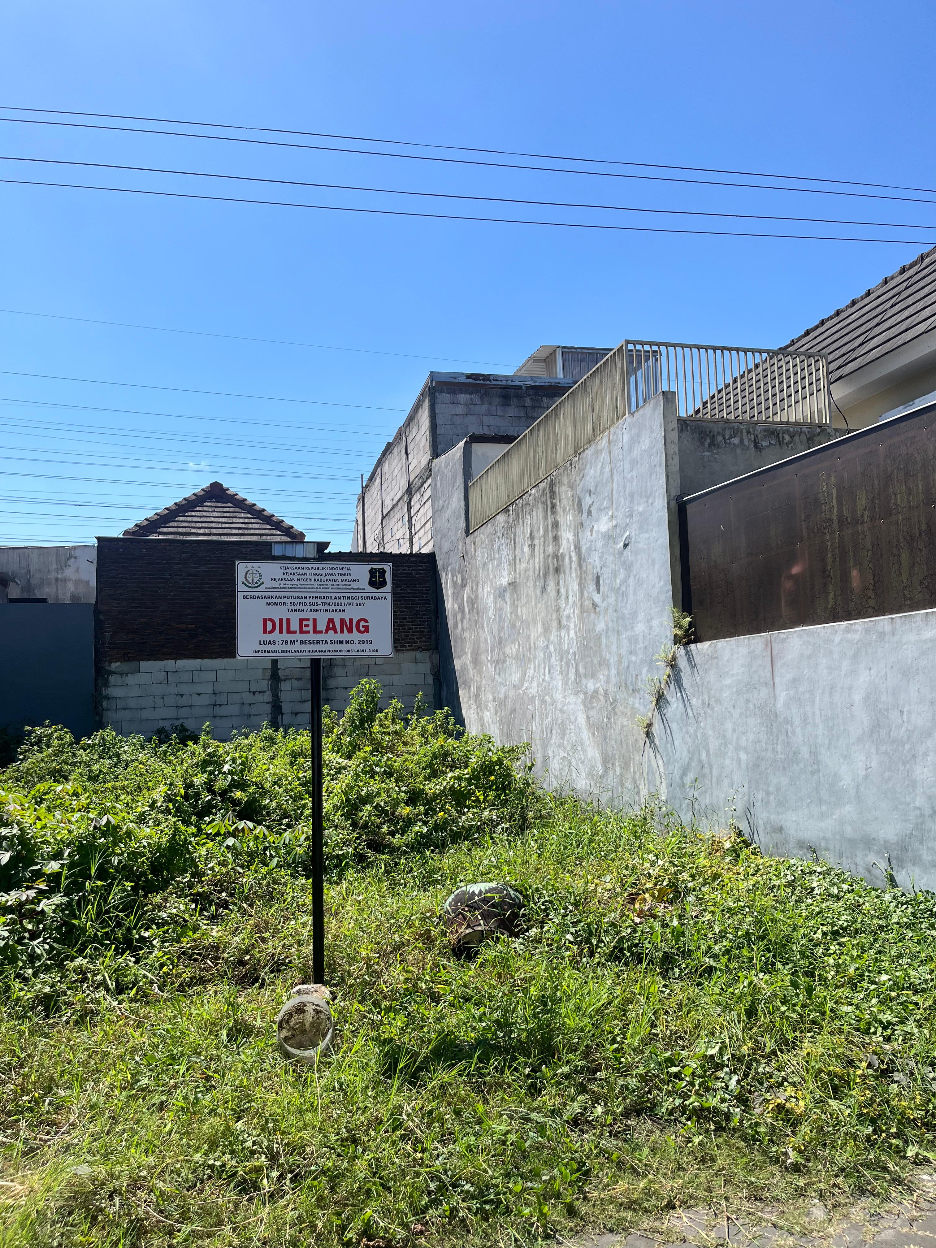 Sebidang tanah seluas 78 m², SHM No. 2919