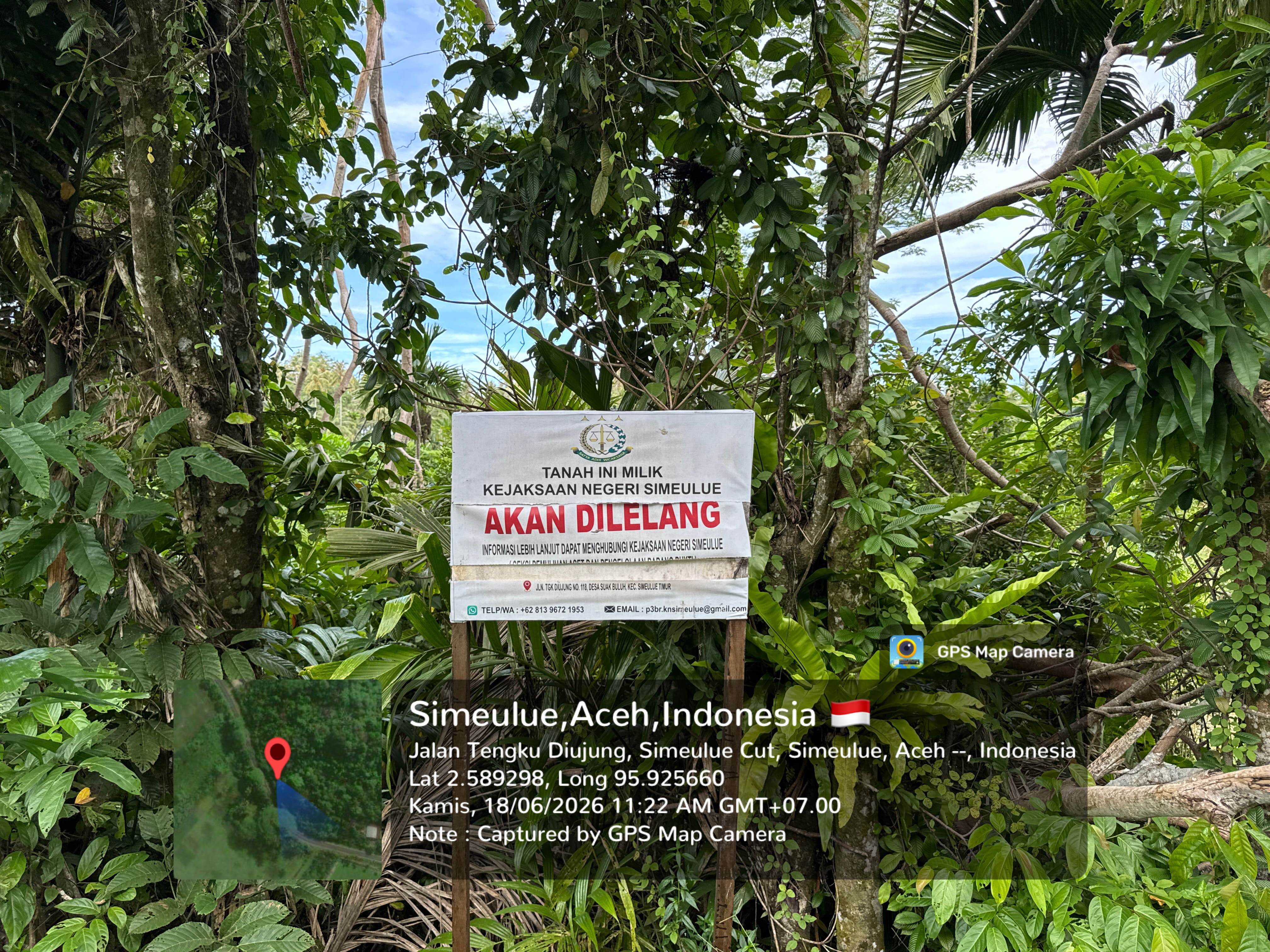 1 (satu) bidang tanah kosong dengan luas tanah  ± 2859 m2.