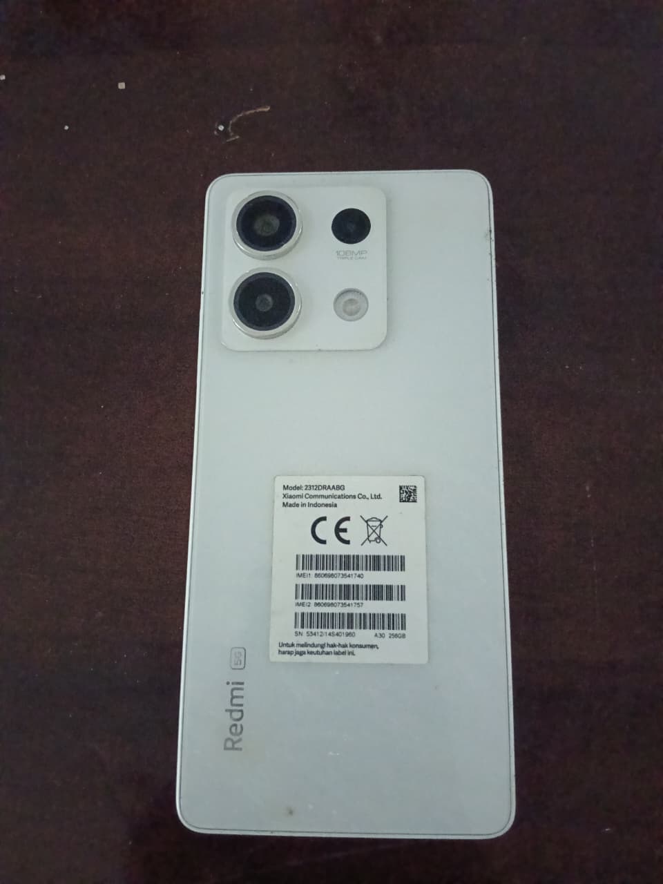 1 (satu) Unit HP Android Redmi Note 13 5G Warna Putih