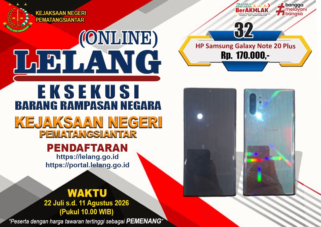1 (satu) Unit Handphone Samsung Galaxy Note 10 Plus Warna Aura Glow dengan Imei : 359257103070200