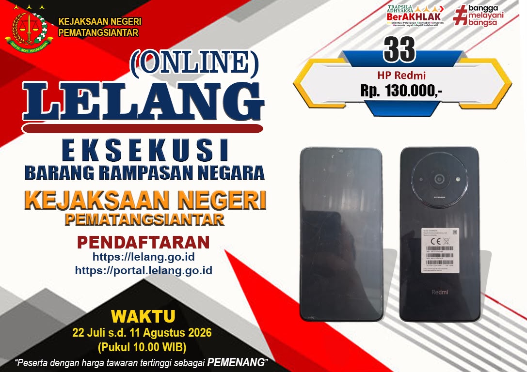 1 (satu) unit HANDPHONE merk Redmi warna hitam dengan nomor imei1 : 860707078470068 dan imei2 : 860707078470076