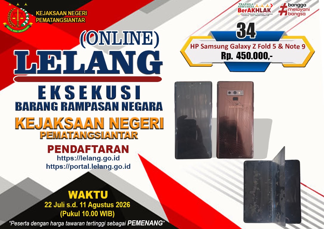 1 (satu) Unit Handphone Samsung Galaxy Z Fold 5 Warna Hitam dengan Imei : 358689980276255 dan 1 (satu) Unit Handphone Samsung Galaxy Note 9 Warna Metallic Copper dengan Imei : 359447096026638