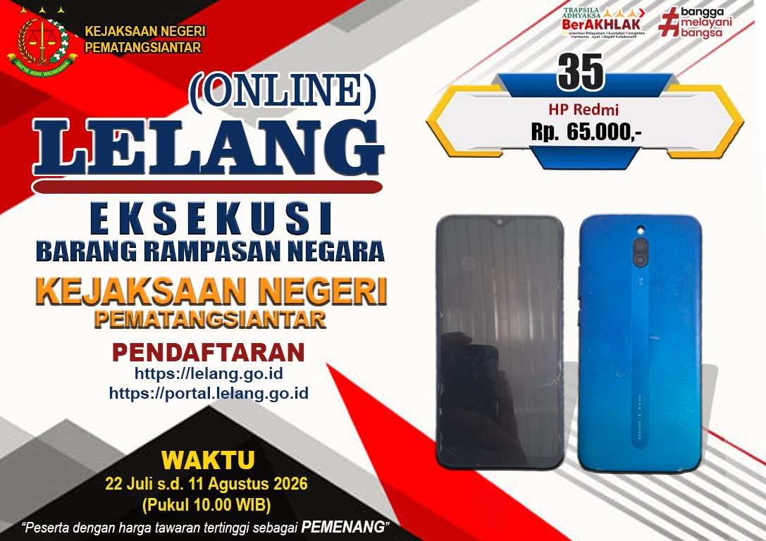 1 (satu) unit HANDPHONE merk REDMI warna biru dengan nomor IMEI1 : 862089040421380 dan nomor IMEI2 : 862089040421398