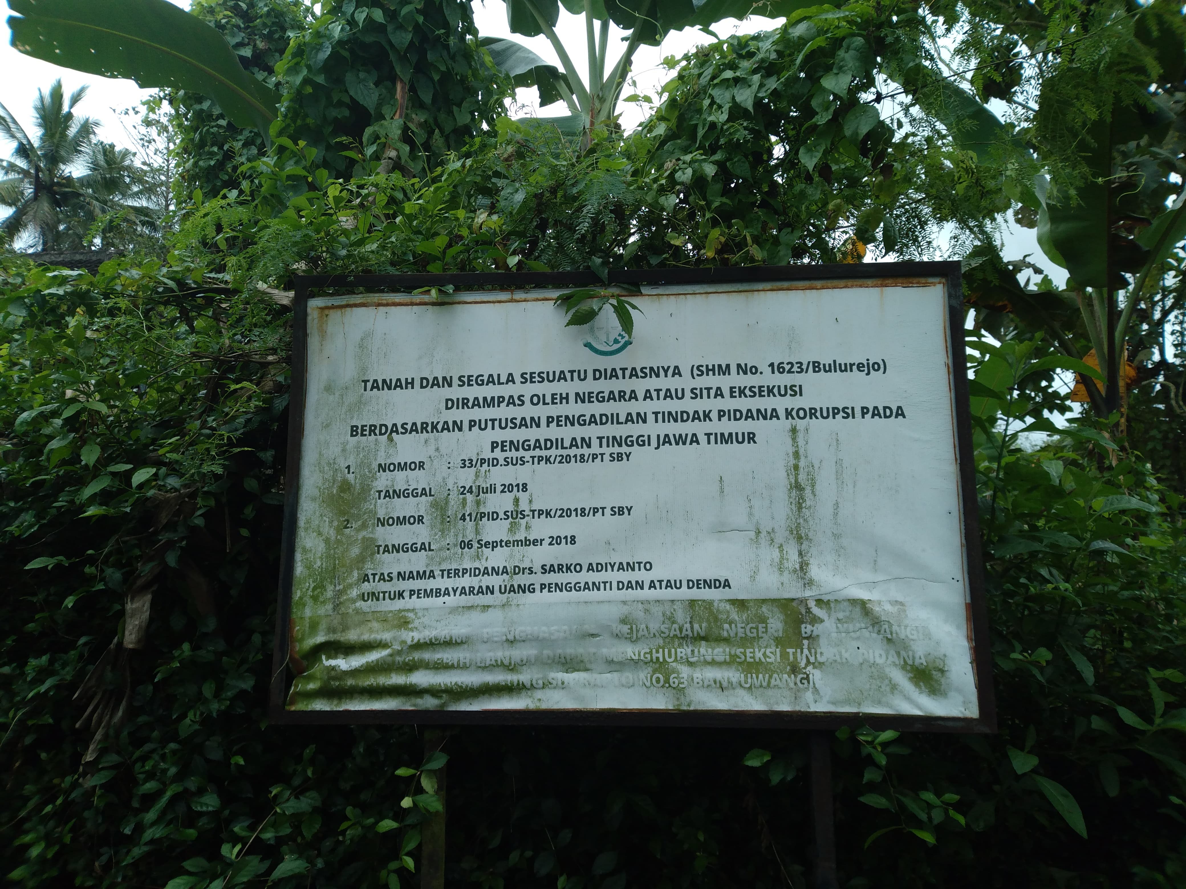 Sebidang tanah dalam SHM No. 1623 Luas 2560 m2 (tanpa SHM asli) 