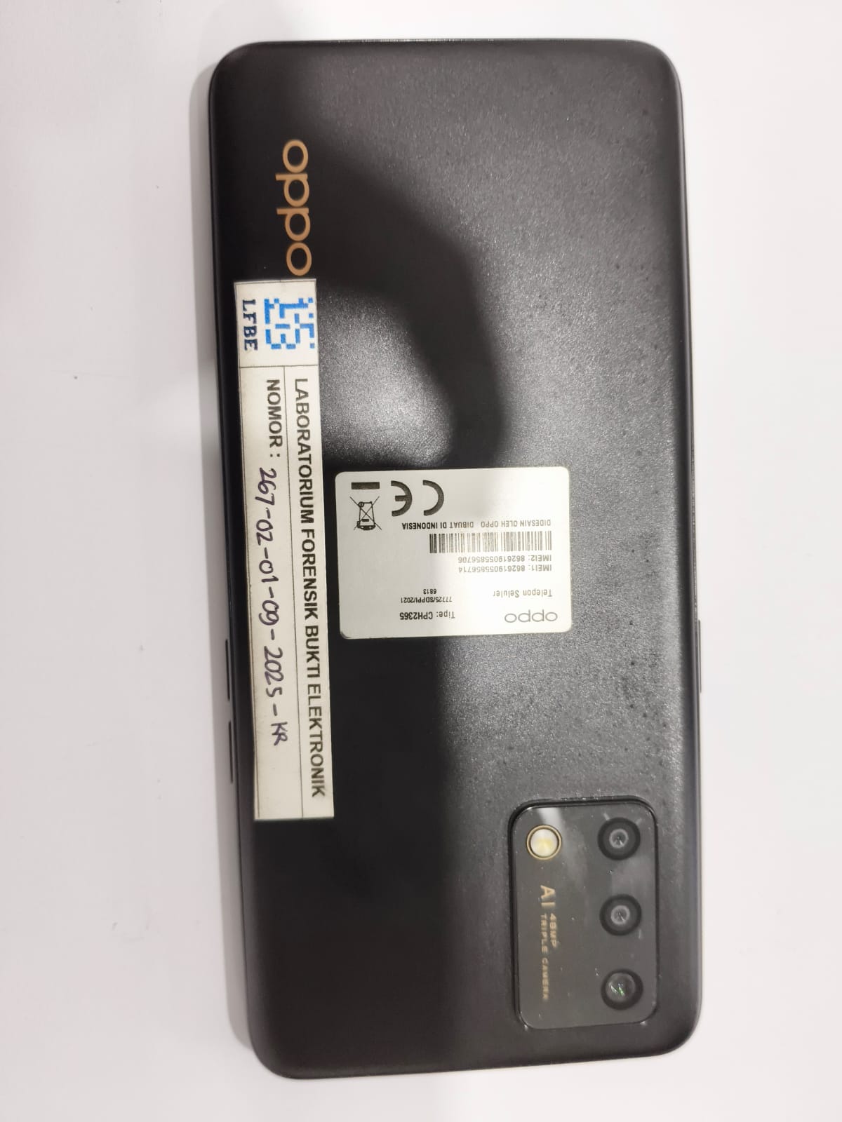 Handphone Merk OPPO A95 warna Hitam dengan Nomor Imei I : 862619055856714
Imei II : 862619055856706.