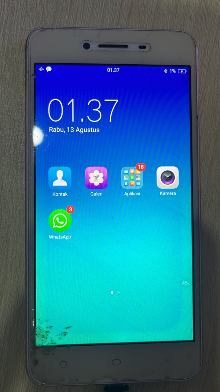 1 (SATU) UNIT HANDPHONE MERK OPPO A37F WARNA ROSE GOLD NO IMEI 1 8648-7803-4530-851 NO IMEI 2 8648-7803-4530-851